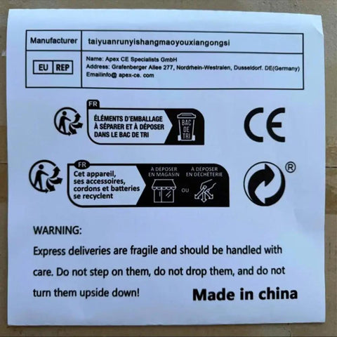 Packaging label for Powerhouse 800W Pure Copper Benchtop Bandsaw For Wood And Acrylic 70mm Cut Height with care instructions