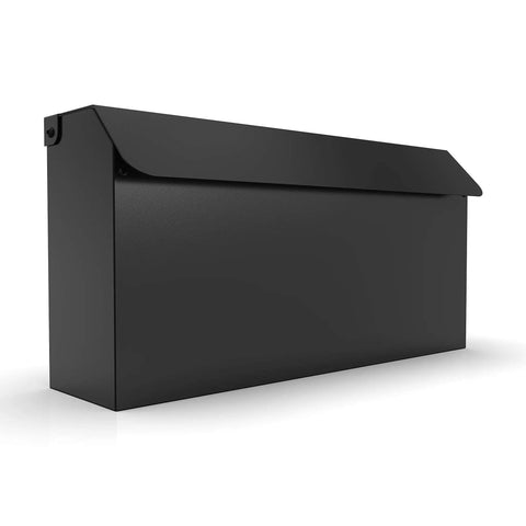 Edward Wall Mounted Mailbox In Slick Matte Black With Powder Coated Steel And Medium Capacity For Small Boxes Magazines And Padded Envelopes