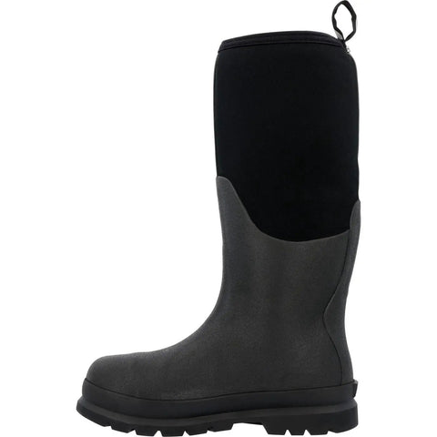 Site Crew Approved Professional Heavy Duty Mens Steel Toe Work Boots Featuring Triple Rubber Toe Caps And Nonslip Rubber Outsoles For The Daily Grind side view with black and gray design.