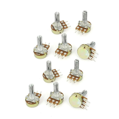 20 Pieces WH148 Potentiometer Set 10K Ohm B10K Linear Taper 15mm Shaft 3 Pins Single Joint Variable Resistors displayed