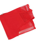 Top Shelf High Visibility Safety Vest Built To Last In Bold Red Mesh Heavy Duty Work Wear With Snug Pockets, folded view.