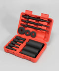 Sick 14 Piece Bearing Removal Tool Kit With Heavy Duty Red Carry Case For Motorcycle Maintenance High Hardness Steel Inner Bearing Puller Set No BS Heavy Hitters Professional Mechanics Equipment Easy To Handle Great For Any Garage Workshop, open case with black steel pullers