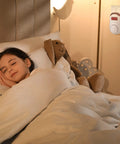 Girl sleeping peacefully with Three Pack Carbon Monoxide Detectors Plug In CO Alarm With Digital Display in bedroom