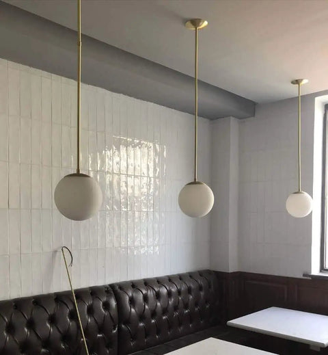 Dope Globe Pendant Light With Matte White Glass And Brass Finish One Light Mid Century Modern Ceiling Fixture Flush Mount Canopy