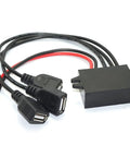 Beefed Up 12V 24V To 5V Car Power Converter With Triple USB Ports, 6A 30W, showing three USB ports and wiring