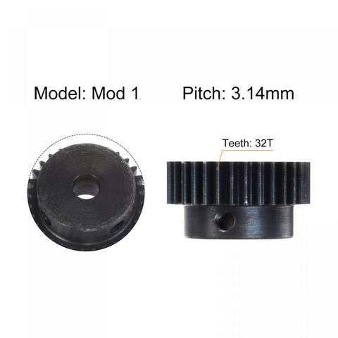 Mod 1 Pinion Gear 32 Teeth 6mm Bore Hardened Steel for RC Cars Trucks and Buggy Gear Drive Universal Fit High Strength