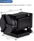 D70 Pro-Grade Rotary Axis Attachment with 70mm shaft, 3 jaw chuck, dimensions 80x122mm, for fiber laser engravers