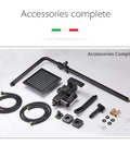 Accessories complete for UMJIGF Shower System with Hot and Cold Water Black Shower Faucet Set, including shower head and hoses.