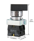 Side view of Rotary Selector Switch 3 Position Latching Maintained Left Center Right XB2 BD33 22mm 2 NO Contacts 10A 600V