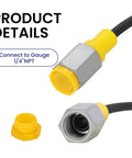 MEASUREMAN hydraulic test hose, 1.6m, G1/4 NPT to M16 connectors, zinc-nickel alloy fittings