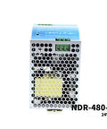 12 Pack Switch Mode DIN Rail Power Supply 480W 90 To 264V AC Input Slim Budget Friendly Tough Space Saving Panel Friendly Mount TS 35/7.5 Or 15 Rails 480-24 With Overload Short Circuit And Over Temperature Protections RoHS UL EMC Class B front view vented metal housing
