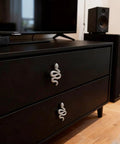 Snake Shaped Cabinet Knob Set 4 Pcs In Zinc Alloy Silver Finish Slick Serpent Drawer Pulls For Drawers Doors Closets Wardrobes Dressers And Cupboards Decorative Furniture Hardware You Will Dig This on black dresser