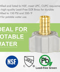 Ten Pack PEX Swivel Adapter Fittings One Half Inch Female NPT Brass Lead Free Full Port Barbed For PEX Plumbing NSF ANSI 61 Certified ASTM F1807 For Home And Commercial Plumbing Pro Grade DIY Friendly lead-free brass PEX adapter for potable water