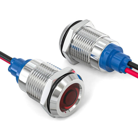 Low Power Red LED Indicator Light for Panel Mount Energy Saving 12V 24V 110V AC and DC 20mA Flush Mount Panel Light 12mm