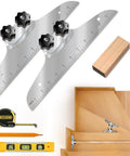 Stair Tread Template Tool With Level And Tape Measure Adjustable Tread Jig Set With Carpenter Pencil For Risers And Partitions Built Tough Reusable Iron For Precise Measurements And Quick Pro Grade Results image showing tools and components.