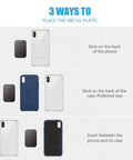 3 Ways To Place The Metal Plate for Street Tested Metal Plates For Magnetic Phone Mounts 4 Pack with Heavy Duty Adhesive.