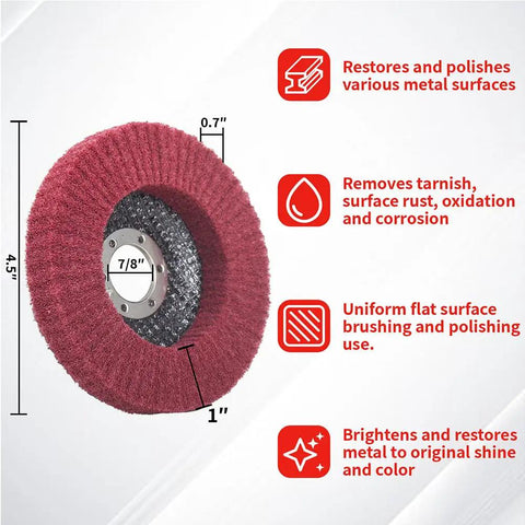 Front view of 10 Pack 320 And 600 Grit Scour Flap Discs For 4.5 Inch Angle Grinder with durable nylon backing and high density pads.
