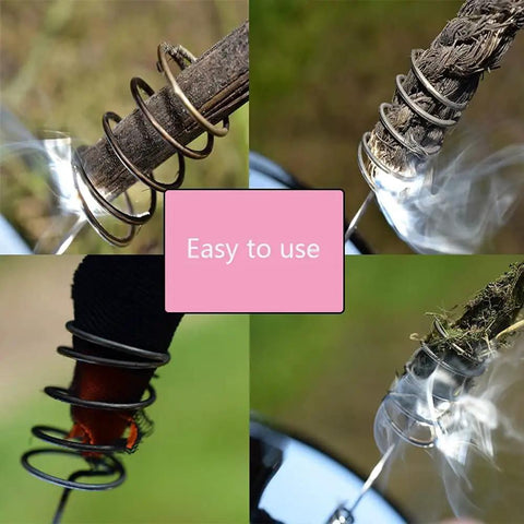 Demonstration of Solar Fire Spark Starter For Camping And Survival Windproof Lighter igniting twigs and tinder outdoors