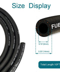 Rugged Five Sixteenth Inch ID Fuel Hose Ten Foot NBR with 10 Clamps size display and measurements