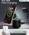 Top Shelf Qi2 Magnetic Wireless Charging Hub featuring Rock Solid 15W Fast Juice Transfer with iPhone charging at 75%.