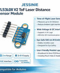 No Fuss VL53L0X V2 TOF Laser Distance Sensor Module with I2C hookup and pin header, compact design for Arduino projects.