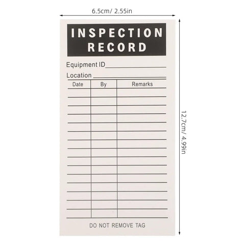 Equipment maintenance inspection record sticker with log fields, white 30 Pieces Equipment Maintenance Inspection Stickers 5 Inch By 3 Inch Monthly