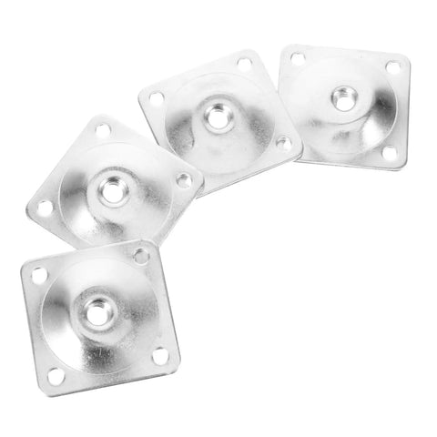 Heavy Duty Table Leg Mounting Plates For Furniture And Sofa Feet Connectors With Pre Drilled Holes, silver metal plates set of four.