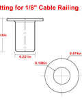 Diagram of Black Stainless Steel Protector Sleeves For One Eighth Inch Cable Railing 120 Pack Fits Wood And Composite Posts