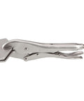 Side view of 10 Inch Locking Sheet Metal C Clamp for Fabrication and Welding, Heavy Duty Quick Release Gripper with precision jaws