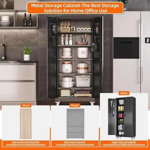 Heavy Gauge Steel Rolling Garage Storage Cabinet With Full Pegboard Door Cruises Easy While Securing All Your Grease Monkey Power Drill Paint Can Gear Securely
