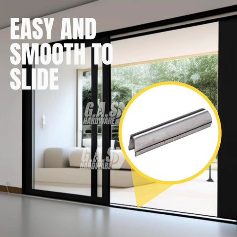 Heavy Duty Stainless Steel Sliding Door Track Cover Replacement For Patio Glass Doors 6 Feet Long installed view