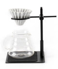 Heavy Duty Aluminum Pour Over Coffee Stand Adjustable Height And Angle Portable Dripper Holder for smooth game changing flavorful brews with dripper and glass carafe.