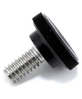 Heavy Duty Stainless Steel Thumb Screws With Tough Black Knobs 1/4 20 X 1/2 Inch 4 Pack close-up view of screw