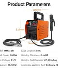 Portable 250A MMA Arc Welder Inverter Welding Machine Dual Voltage 110V 220V Mini Electric Welder dimensions and specs