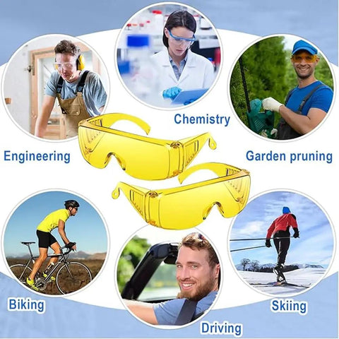 Heavy Duty Anti Fog Yellow Safety Goggles Real Deal Protective Eyewear for engineering, chemistry, biking, and skiing.