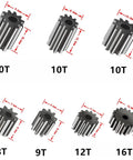 Eight steel gear pairs with 8, 9, 10, 12, and 16 teeth sizes for Dual 24V RS555 35000RPM Electric Motor Drive Engines For Ride On Cars
