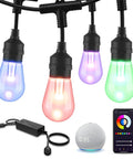 Smart Outdoor String Lights With App Control And WiFi, 72.5Ft RGB LEDs, 22 Bulbs, Alexa And Google Assistant Compatible