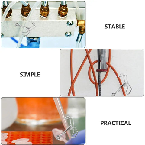 15 Pack Spring Metal Water Clamps For Tubing Flow Control shown securing hoses in lab setups with stable, simple, and practical use.