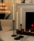 Flameless Taper Candles With Remote Timer And Dimmer Ivory Battery Operated Candle Sticks With Flickering Plastic LED Light