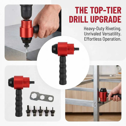 Cordless Drill Electric Rivet Gun Adapter Kit For Quick Install Nutsert Tool Set Perfect For Metalworking Auto Repair And DIY Projects To Save Labor And Work Like A Boss, red carbon steel, with mandrels