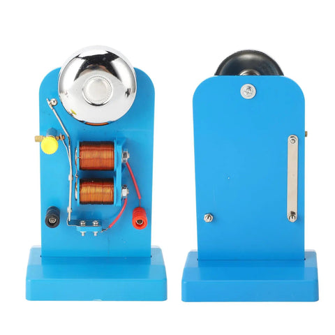Hands On Electric Science Lab Kit For Magnetism And Electromagnet Experiments, blue DC powered teaching set front and back view