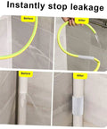 Two Rolls Butyl Repair Tape Sealant For Roof Leaks, Pipe Cracks, And Outdoor Surfaces applied for leak repair before and after