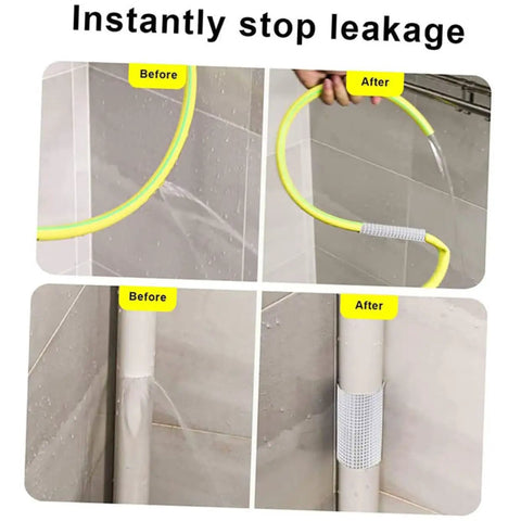 Two Rolls Butyl Repair Tape Sealant For Roof Leaks, Pipe Cracks, And Outdoor Surfaces applied for leak repair before and after