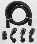 16AN Fuel Line Kit With Nylon Braided CPE Rubber Oil Cooler Lines For Your Ride, 5 Feet Long, 500 PSI Working Pressure, fittings shown