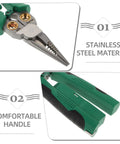 Rock Solid Multi Function Wire Strippers With Voltage Tester And Cutters showing stainless steel jaws and comfortable non-slip handles.