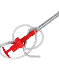 Top Notch Portable Transfer Pump For 20L Drums That Handles Engine Oil And Fluids With ease, featuring stainless steel and red pump design.
