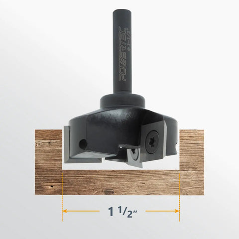Rock Solid One Quarter Inch Shank Slab Flattening Router Bit With Hardened Steel Body And Razor Sharp Carbide Tips on wood