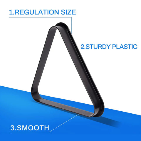 Black Plastic Billiard Rack Set For 8-Ball Triangle And 9-Ball Diamond Fits Standard 2 1/4 Inch Pool Balls durable sturdy plastic