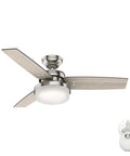 44 Inch Indoor Ceiling Fan With LED Light And Remote Control Standard Mount 3 Blades Awesome For Bedroom Living Room Or Kitchen Brushed Nickel Finish Sentinel 50394