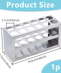 Stainless Steel 12 Hole Test Tube Rack 21mm Diameter Three Tier Lab Stand for Classroom and School Use Durable Heavy Duty Non Tipping Display Organizer Ideal for Science Labs Classrooms Demonstrations and Lab Displays with dimensions shown